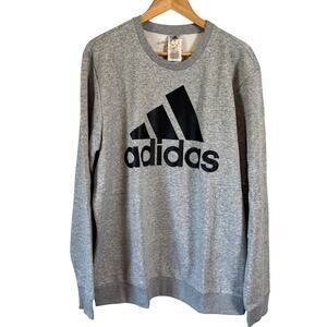 Adidas Men's Crewneck Big Logo Fleece Sweatshirt GK9075 Size XL Grey Heather